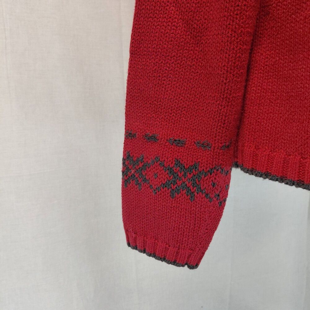 Woolrich Red Sled Sweater LS Knit Rolled Neck Hem SZ M - Picture 6 of 9